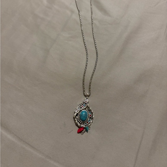 Silver and Turquoise Pendant Necklace(#1) - Picture 1 of 2